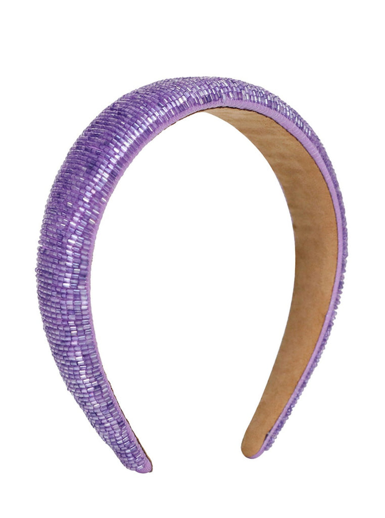 Straight Beaded Headband in Lilac | Embellished | Hair Accessory | Wedding | Wedding Guest | Festival | Occasion | Party | Glam | Hair Accessory | Women's Accessories | Women | Cottage | Tomato Girl | Holiday | Coquette | Soft e girl | Lolita |  