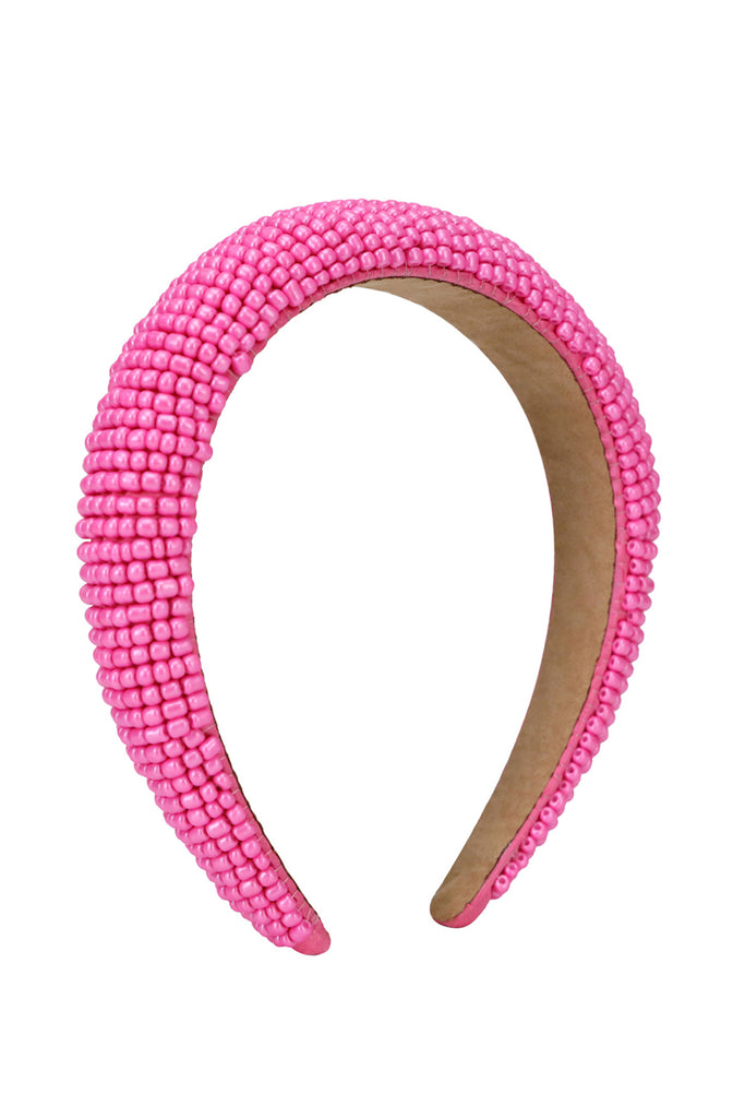 Solid Beaded Headband in Pink | Beaded | Party | Festival | Present | Occasion | Hair Accessory | Women's Accessories | party headband | Holiday headband | summer headband | Hot Pink | Cottage | Soft e girl | Coquette | Balletcore | Halloween