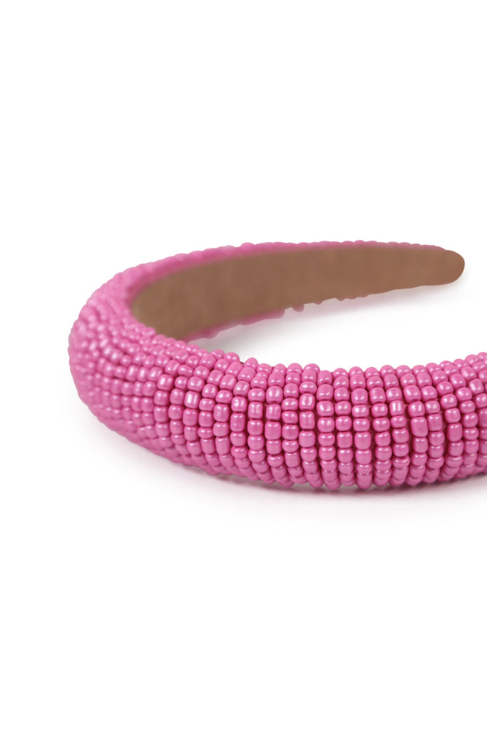 Solid Beaded Headband in Pink | Beaded | Party | Festival | Present | Occasion | Hair Accessory | Women's Accessories | party headband | Holiday headband | summer headband | Hot Pink | Cottage | Soft e girl | Coquette | Balletcore | Halloween