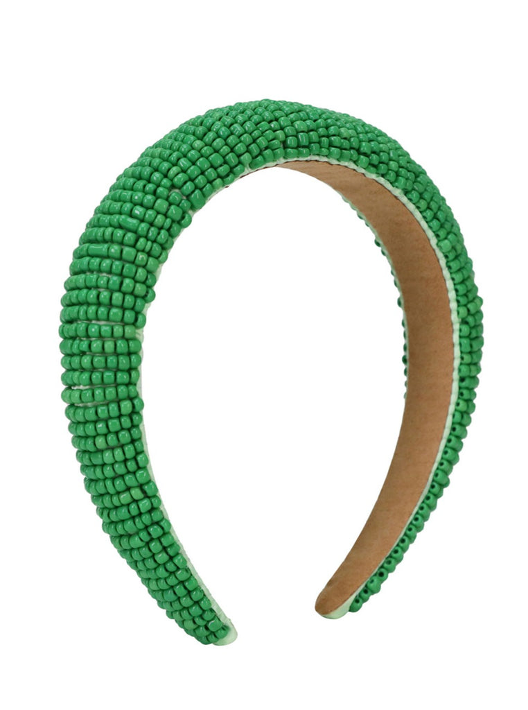 Solid Beaded Headband in Green | Beaded | Party | Festival | Present | Occasion | Hair Accessory | Women's Accessories | Holiday | Beach | Western | Hippy | Cottage | Tomato girl | Summer | Kidcore | Arty