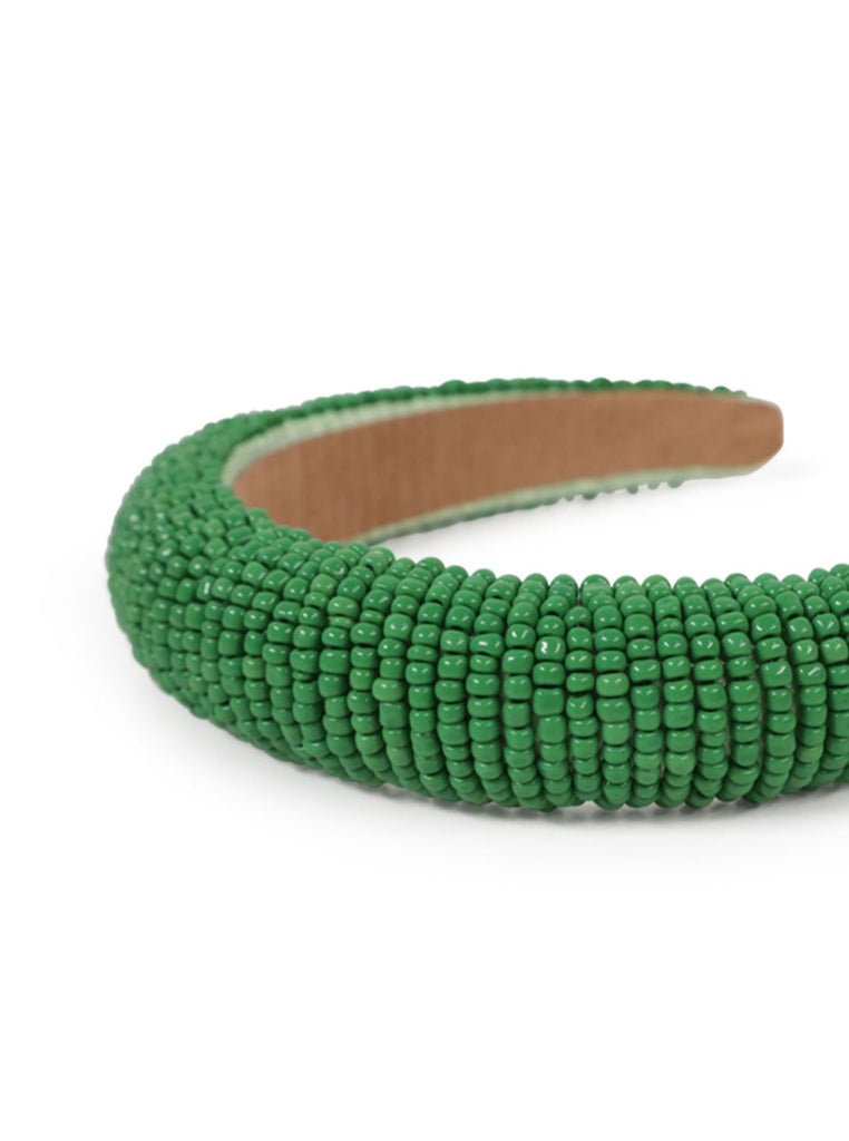 Solid Beaded Headband in Green | Beaded | Party | Festival | Present | Occasion | Hair Accessory | Women's Accessories | Holiday | Beach | Western | Hippy | Cottage | Tomato girl | Summer | Kidcore | Arty