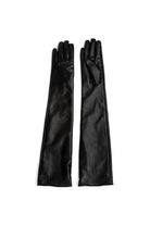 Long Leather Look Gloves in Black - Gloves - My Accessories London