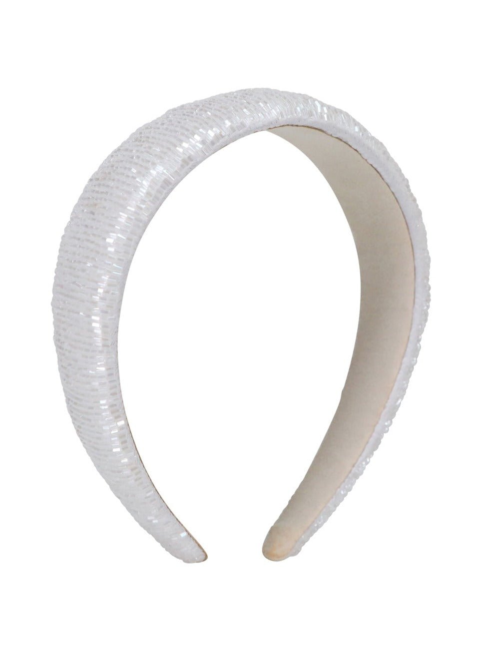 Straight Beaded Headband in White - Headband - My Accessories London