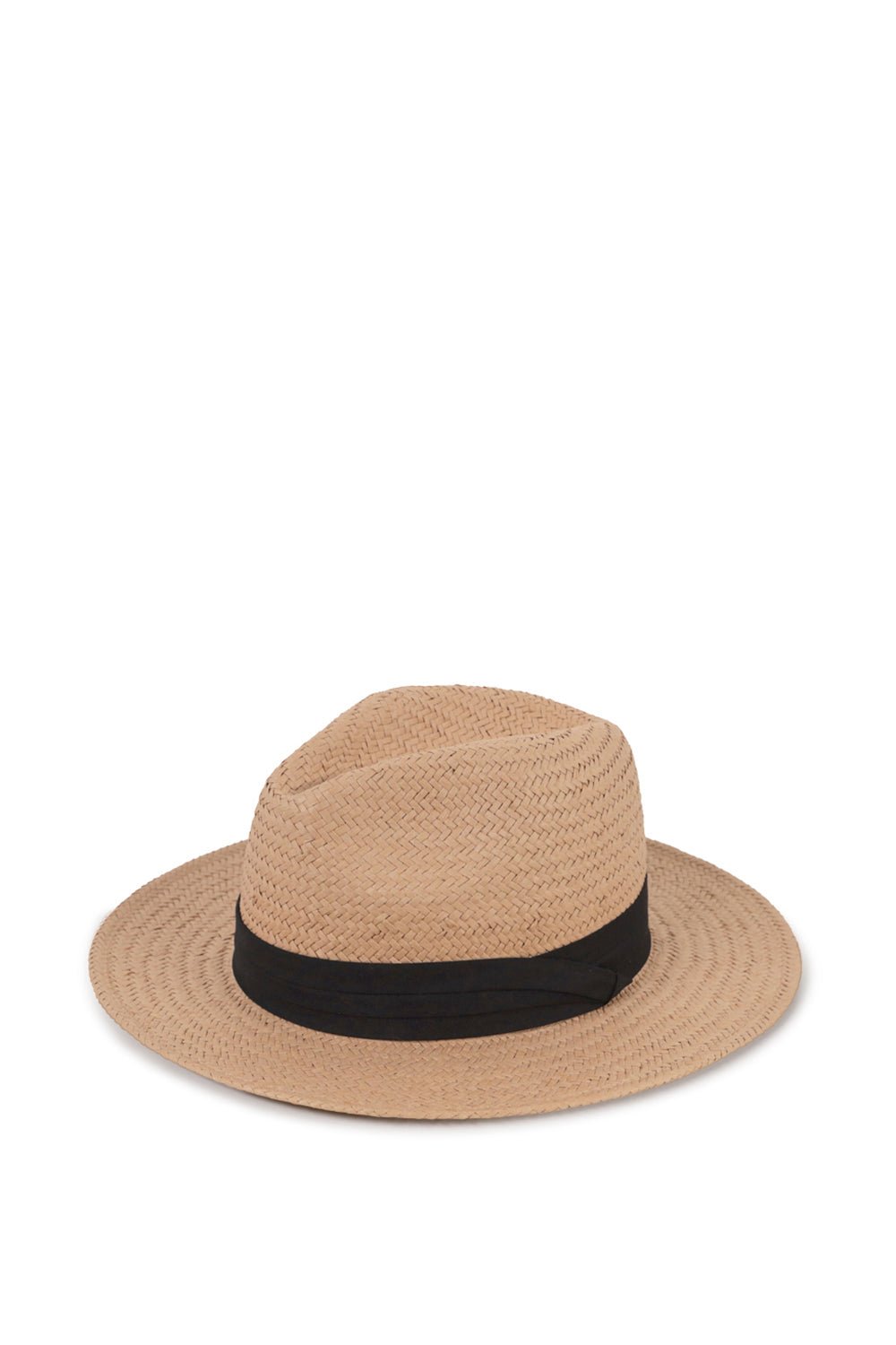Straw Fedora Panama Hat Natural and Black Trim - Fedora - My Accessories London